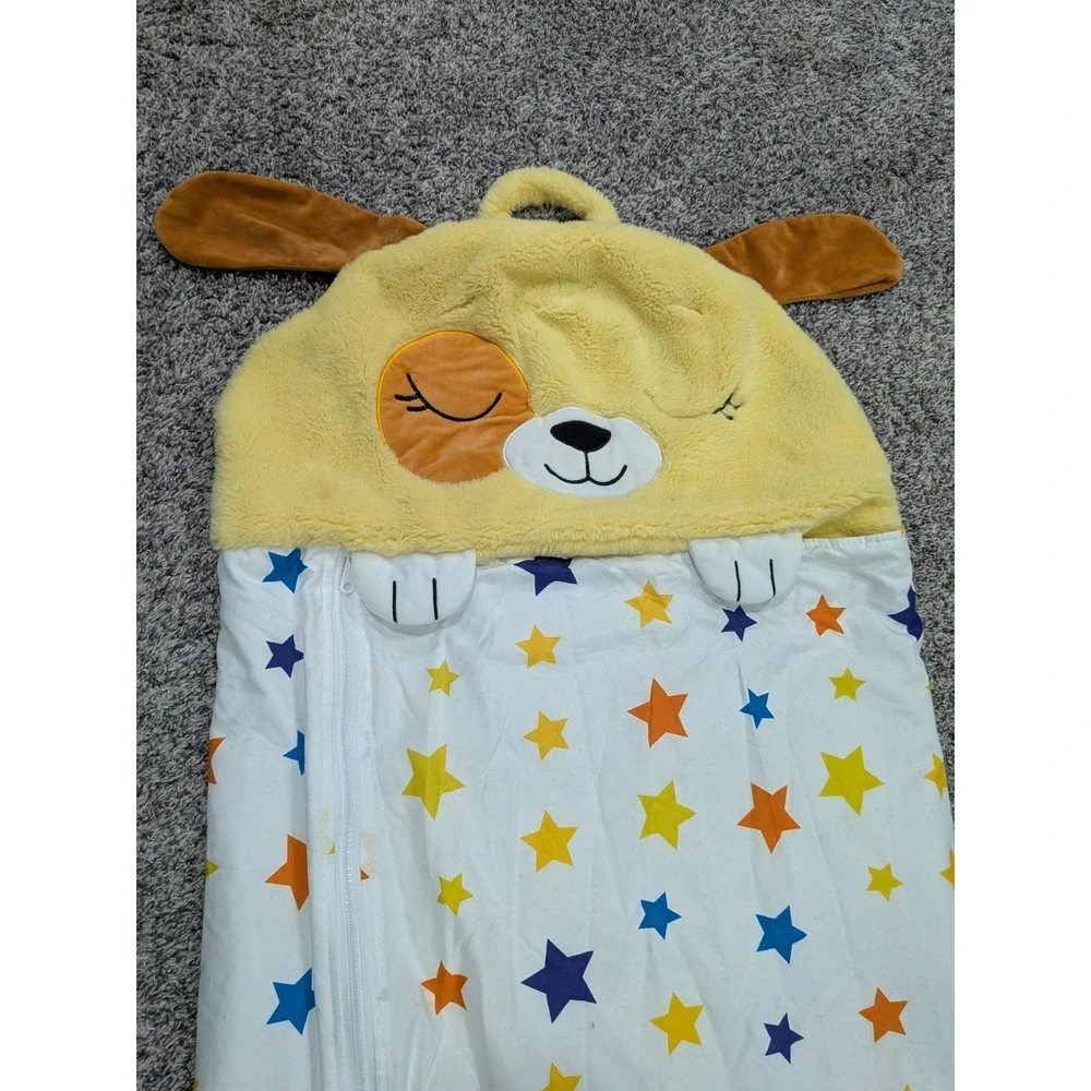 Happy Nappers Kids Sleeping Bag Dog – Plush Pillow Bed Mat Star Print Medium